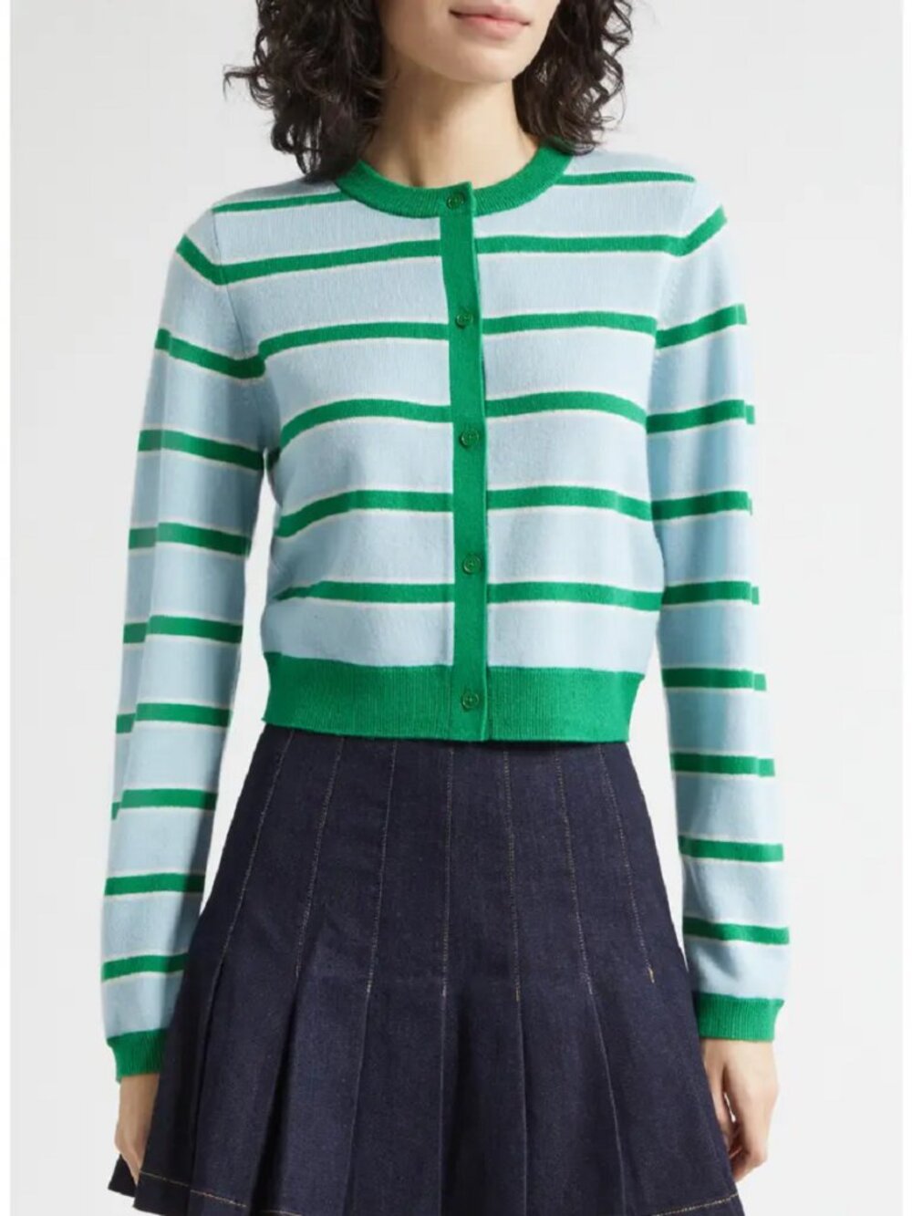 Alice + Olivia Dollie Cropped Striped Cashmere Sweater Cardigan NWT XS